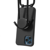 iPhone 13 Mini Telefoonhoes met koord en handige Socket Houder Zwart