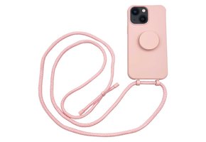Høyde - iPhone 13 Mini - Telefoonhoes met koord + Socket houder - Roze