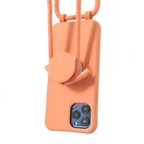 iPhone 13 Mini Telefoonhoes met koord en handige Socket Houder Oranje
