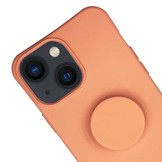 iPhone 13 Mini Telefoonhoes met koord en handige Socket Houder Oranje