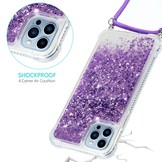iPhone 14 Pro Backcover hoes Glitter Paars met koord