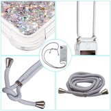 iPhone 14 Pro Backcover hoes Glitter Zilver met koord