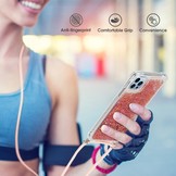 iPhone 14 Pro Backcover hoes Glitter Rose Goud met koord