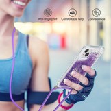 iPhone 14 Plus Backcover hoes Glitter Paars met koord