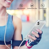 iPhone 14 Plus Backcover hoes Glitter Zilver met koord