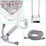 iPhone 14 Plus Backcover hoes Glitter Zilver met koord