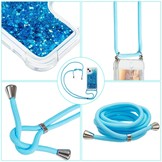 iPhone 14 Plus Backcover hoes Glitter Blauw met koord