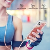 iPhone 14 Plus Backcover hoes Glitter Rose Goud met koord