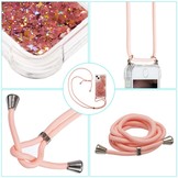 iPhone 14 Plus Backcover hoes Glitter Rose Goud met koord