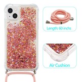 iPhone 14 Backcover hoes Glitter Rose Goud