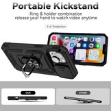 iPhone 14 Armor backcover hoes met ringhouder Zwart