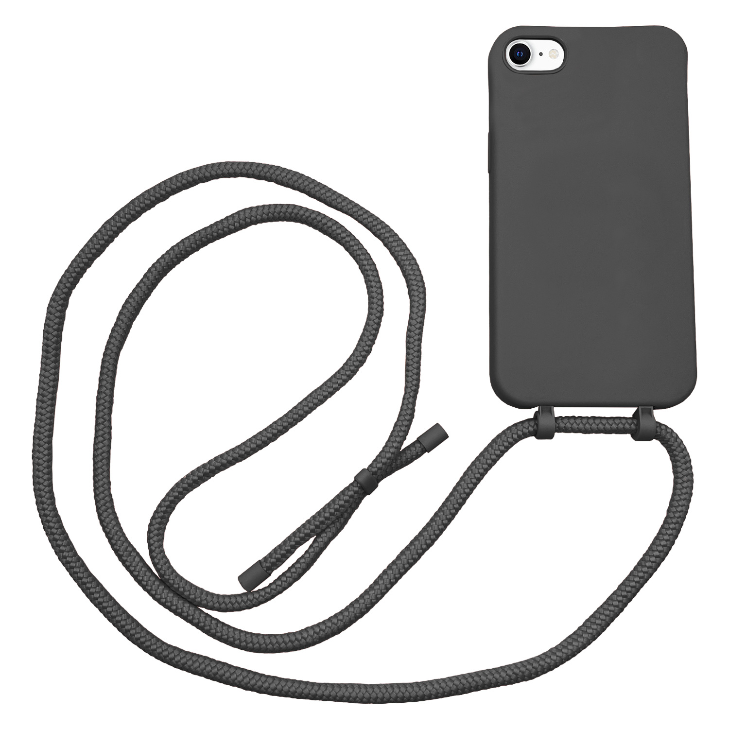 Høyde - iPhone SE (2022 / 2020) / 8 / 7 / 6(s) - Telefoonhoes met koord - Zwart