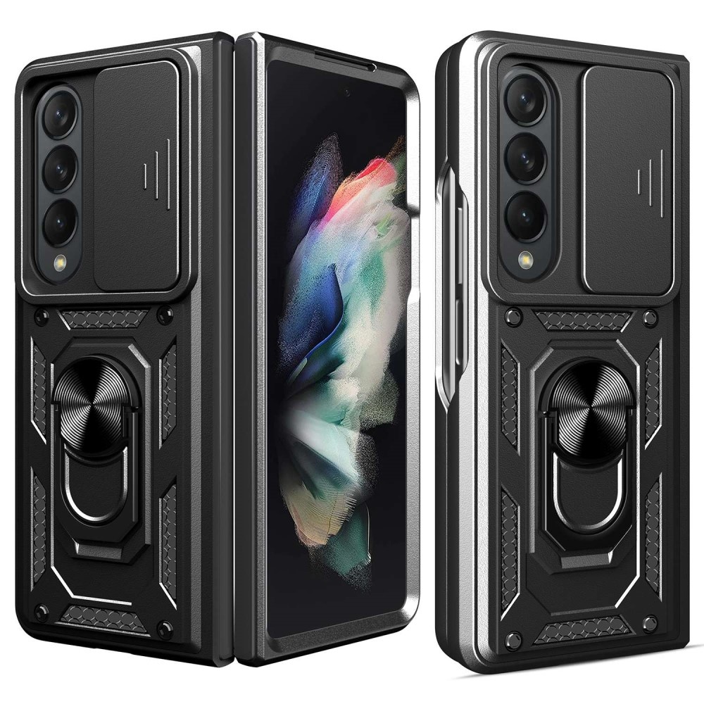 Samsung Galaxy Z Fold4 Armor Guard backcover telefoonhoes met ringhouder Zwart