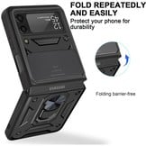 Samsung Galaxy Z Flip4 Armor Guard backcover telefoonhoes met ringhouder Zwart