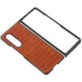 Samsung Galaxy Z Fold4 Croco patroon cover hoes Lichtbruin
