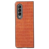 Samsung Galaxy Z Fold4 Croco patroon cover hoes Lichtbruin