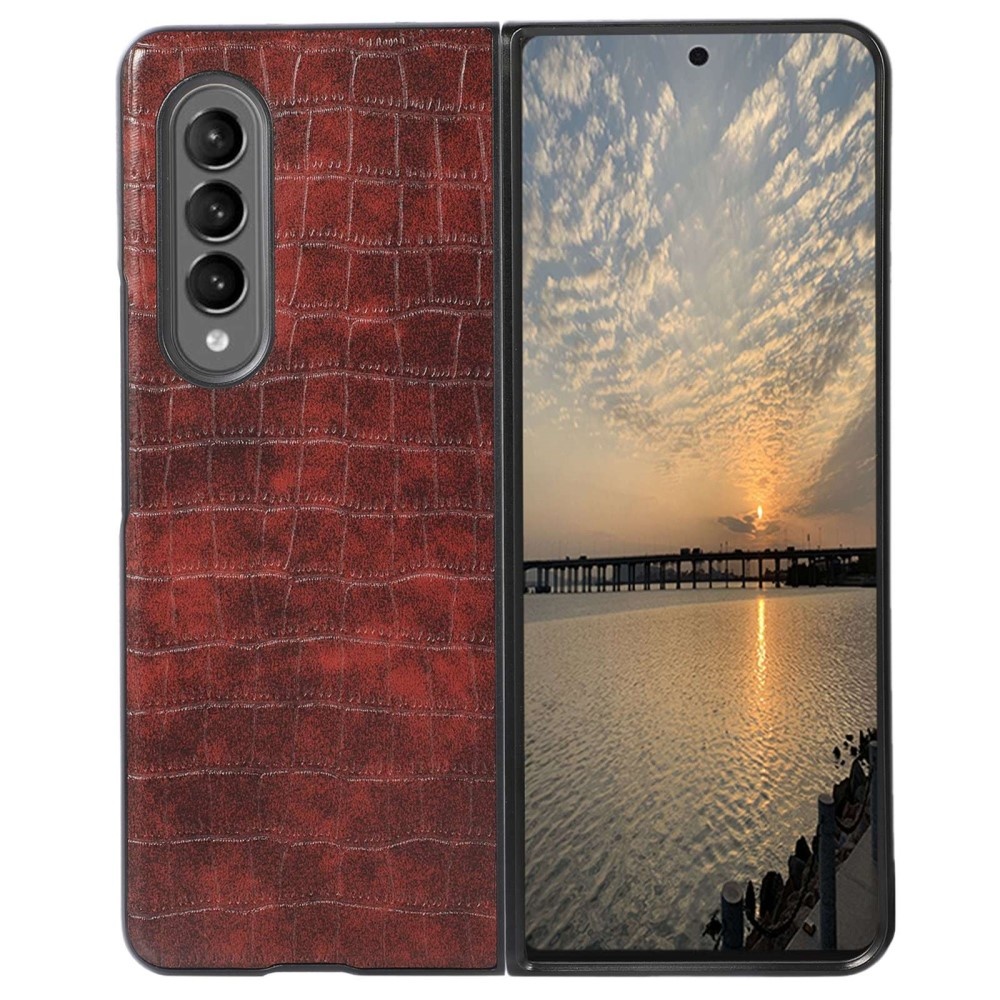 Samsung Galaxy Z Fold4 Croco patroon cover hoes Bruin