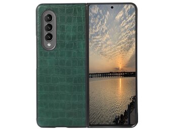 Lunso - Samsung Galaxy Z Fold4 - Croco patroon cover hoes - Groen