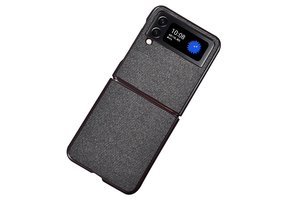 Lunso - Samsung Galaxy Z Flip4 - Canvas cover hoes - Zwart