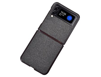 Lunso - Samsung Galaxy Z Flip4 - Canvas cover hoes - Zwart