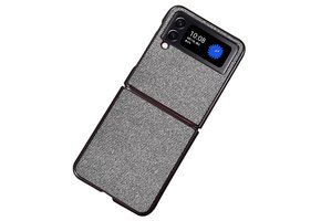 Lunso - Samsung Galaxy Z Flip4 - Canvas cover hoes - Grijs