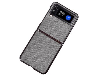 Lunso - Samsung Galaxy Z Flip4 - Canvas cover hoes - Grijs
