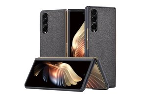 Lunso - Samsung Galaxy Z Fold4 - Canvas cover hoes - Zwart