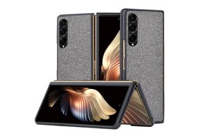 Lunso - Samsung Galaxy Z Fold4 - Canvas cover hoes - Grijs