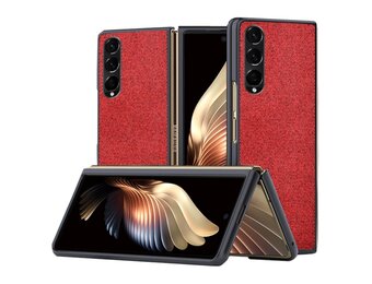 Lunso - Samsung Galaxy Z Fold4 - Canvas cover hoes - Rood