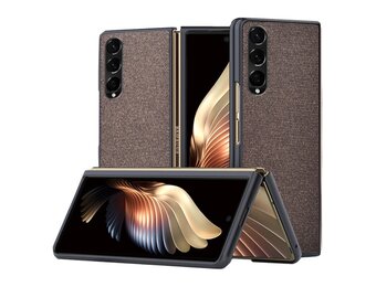 Lunso - Samsung Galaxy Z Fold4 - Canvas cover hoes - Bruin