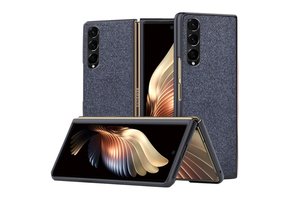 Lunso - Samsung Galaxy Z Fold4 - Canvas cover hoes - Blauw