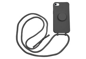 Høyde - iPhone SE (2022 / 2020) / 8 / 7 / 6(s) - Telefoonhoes met koord + Socket houder - Zwart