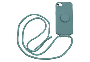 Høyde - iPhone SE (2022 / 2020) / 8 / 7 / 6(s) - Telefoonhoes met koord + Socket houder - Donkergroen