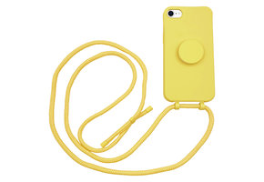 Høyde - iPhone SE (2022 / 2020) / 8 / 7 / 6(s) - Telefoonhoes met koord + Socket houder - Geel