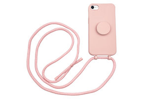 Høyde - iPhone SE (2022 / 2020) / 8 / 7 / 6(s) - Telefoonhoes met koord + Socket houder - Roze