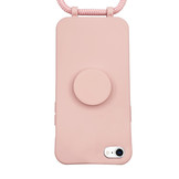 iPhone SE 2022, iPhone SE 2020, iPhone 8, iPhone 7 en iPhone 6(s) Telefoonhoes met koord + Socket Houder Roze