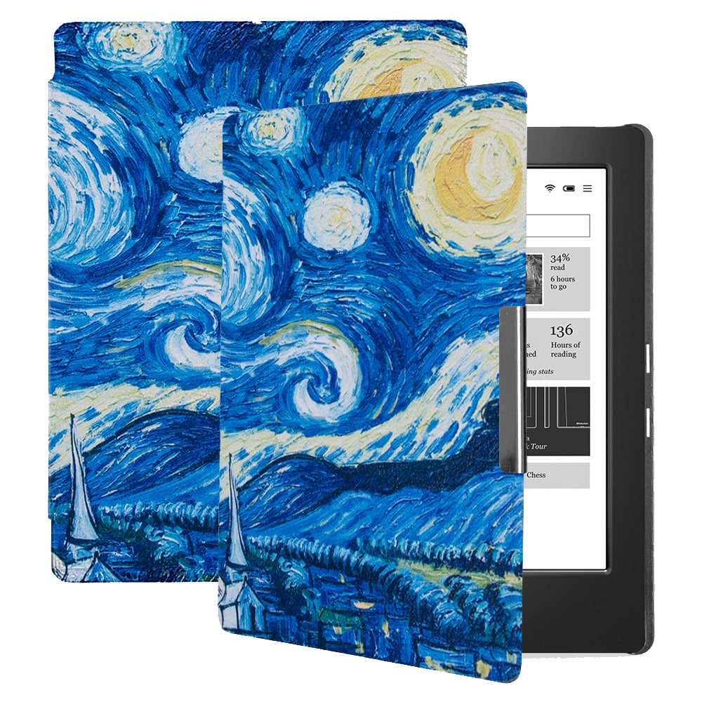 Leraar op school Alexander Graham Bell Gelijkwaardig Lunso Kobo Aura H2o edition 1 hoes sleep cover Van Gogh Sterrennacht