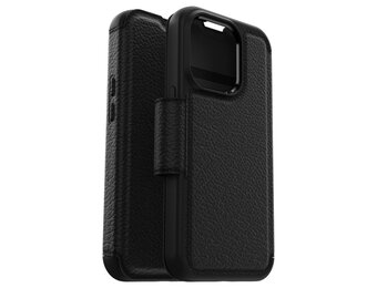 Otterbox Strada Case - iPhone 14 Pro leren bookcase hoesje - Zwart + Lunso Screenprotector