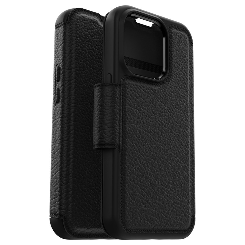 iPhone 14 Pro Otterbox Strada Case leren bookcase hoesje - Zwart