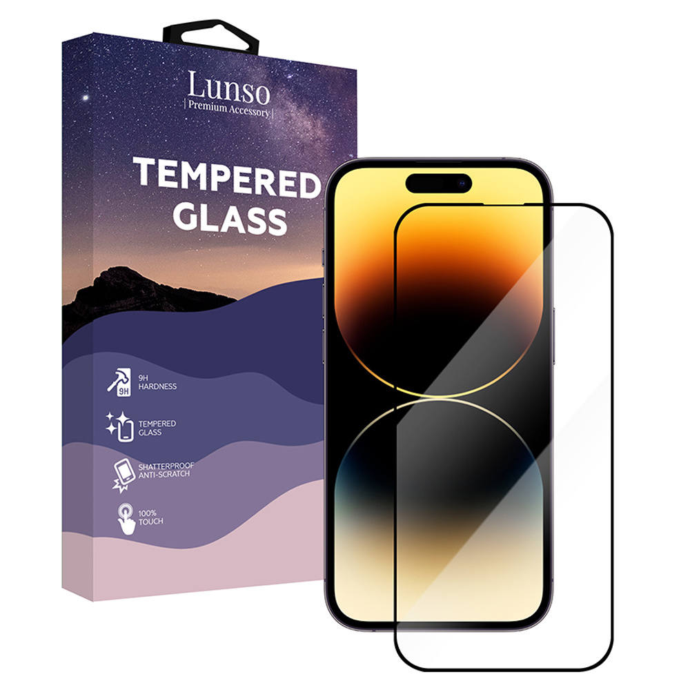 iPhone 14 Pro Gehard beschermglas met Zwarte Rand (Screenprotector)