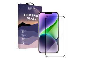 Lunso - iPhone 14 Plus - Gehard Beschermglas - Full Cover Screenprotector - Black Edge