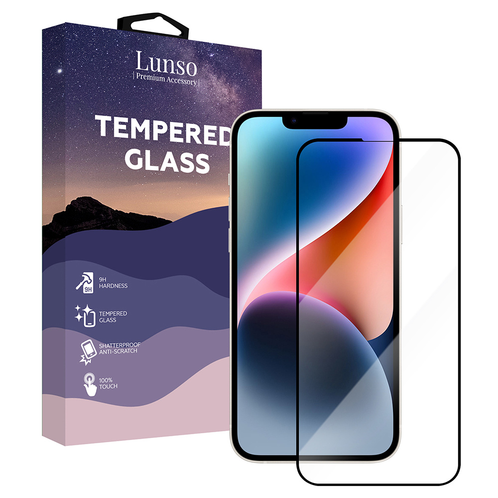 iPhone 14 Gehard beschermglas met Zwarte Rand (Screenprotector)