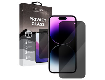 Lunso - iPhone 14 Pro Max - Privacy Glass - Gehard beschermglas