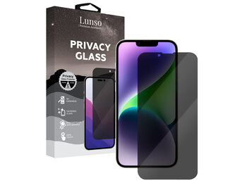 Lunso - iPhone 14 Plus - Privacy Glass - Gehard beschermglas