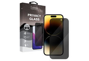 Lunso - iPhone 14 Pro - Privacy Glass - Gehard beschermglas