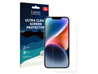 Lunso - iPhone 14 - Duo Pack (2 stuks) Beschermfolie - Full Cover Screenprotector