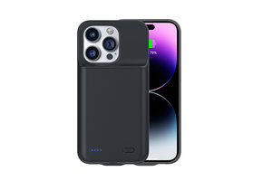 Lunso - iPhone 14 Pro hoes - Oplaadcase - 6800 mAh - Zwart