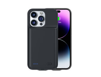 Lunso - iPhone 14 Pro hoes - Oplaadcase - 6800 mAh - Zwart