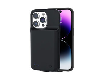 Lunso - iPhone 14 Pro Max hoes - Oplaadcase - 6800 mAh - Zwart