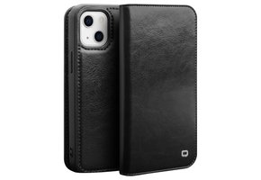 Qialino - iPhone 14 - Leren bookcase hoes - Zwart